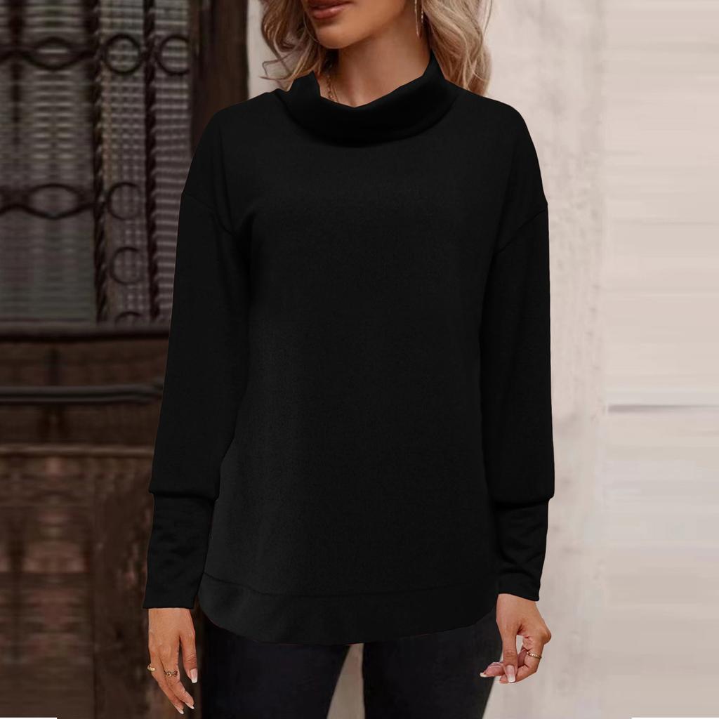 Women's Solid Color Fashion Casual Turtleneck Sweater French Cashmere Ground Sweater Top