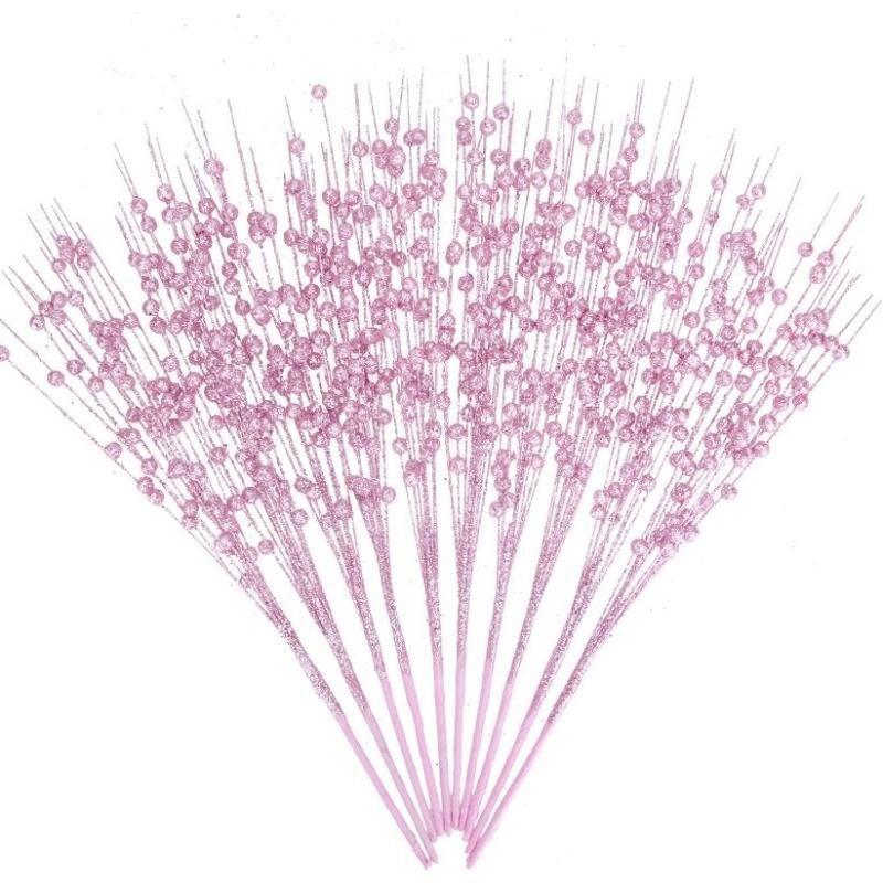 1Pc Glitter Artificial Berries Stems Christmas Decoration Xmas for Home Decor New Year Christmas Tree Wreath Ornaments Accessory