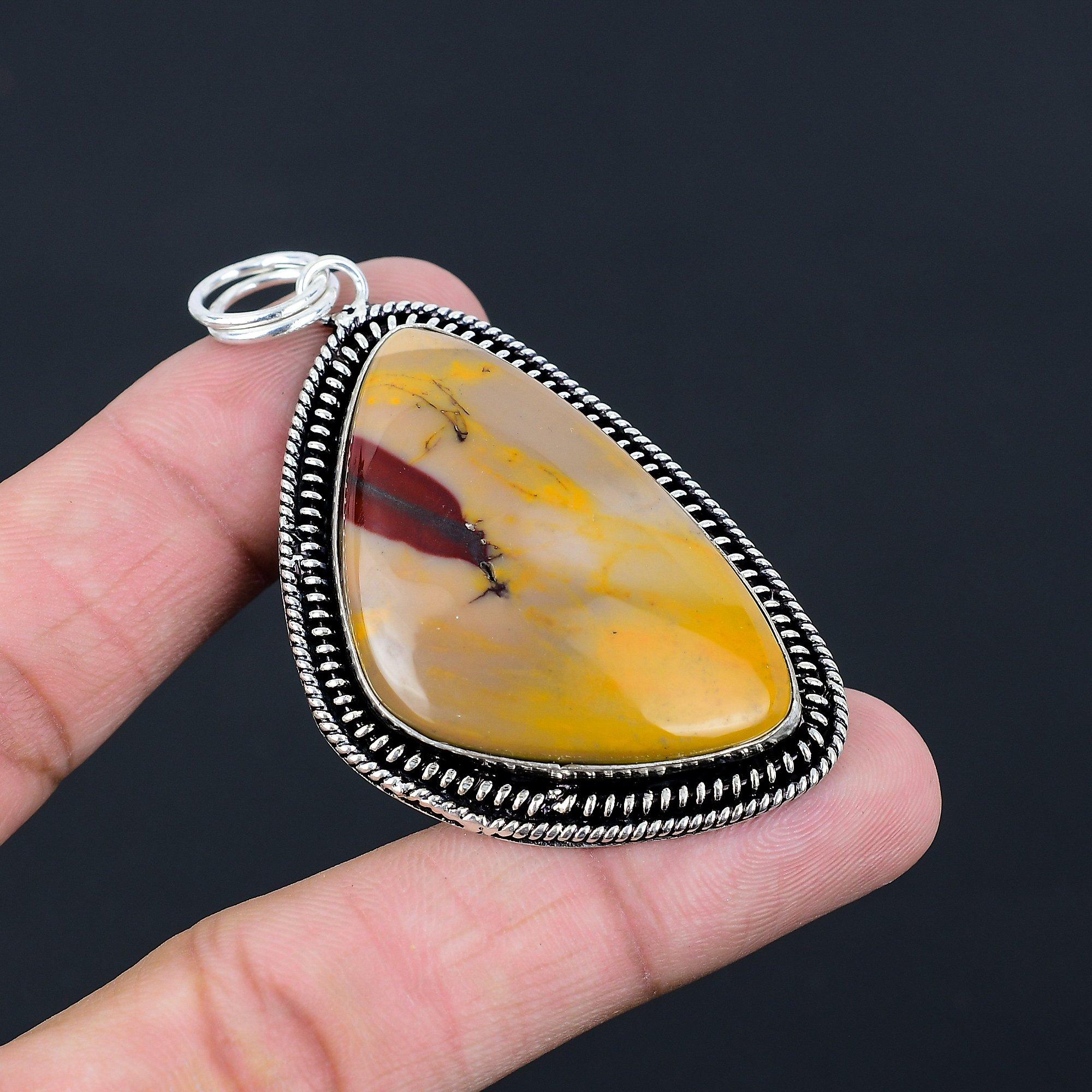 Trillion Natural Mookaite Bezel Engagement Wife Pendant Jewelry Sterling Silver