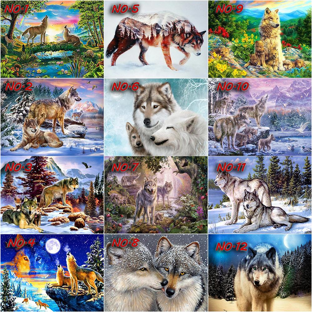 5D DIY Diamond Painting Animal Wolf Full Square/Round Diamond Embroidery Cross Stitch Mosaic Handmade Gift