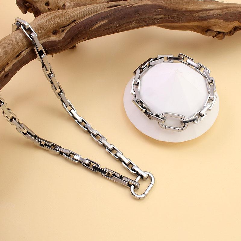 2026 New Design Waterproof Steel Necklace Hip Hop Chain Link Necklace Gold Plated Unisex Bracelet Sets Fine Jewelry Necklaces