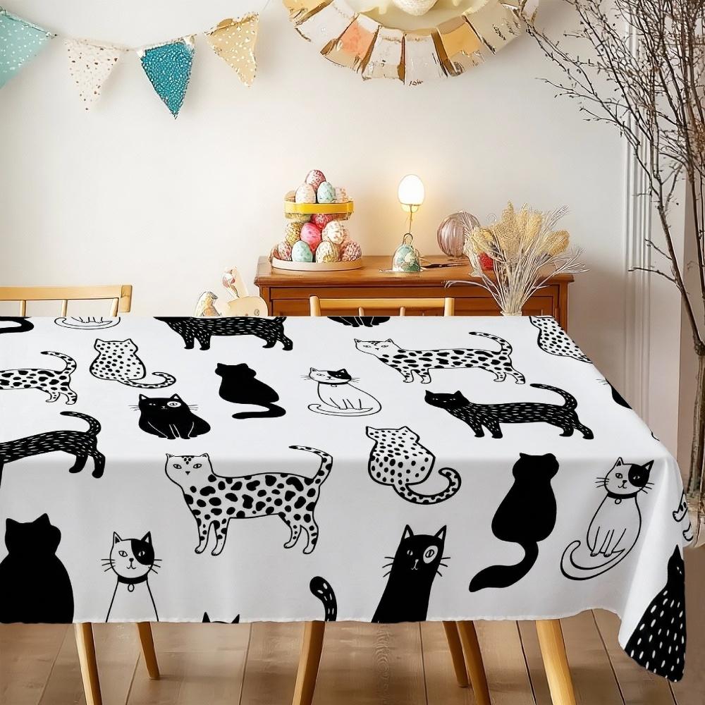 Cat Pattern Rectangle Table Cloth for Table Decor Kitchen Dining Waterproof Reusable Tablecloth for Table Indoor Outdoor Picnic