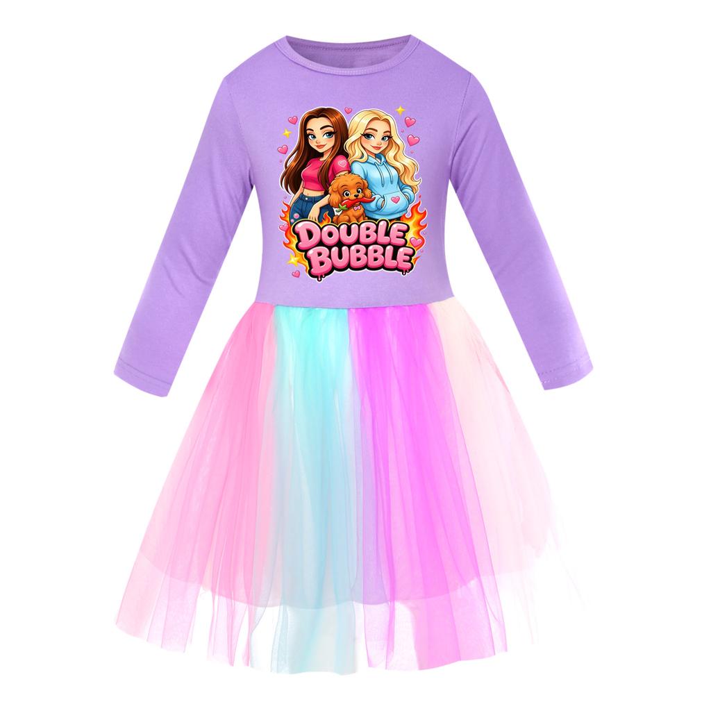 Girls Printed Star Skirt Rainbow Lace Dress 5902