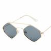 Vintage Polygonal Ocean Sunglasses For Women With Retro Metal Frame And Double Beam Design