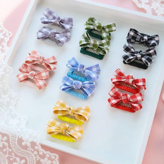 Pet Hair Clip Adorable Elegant Plaid Print Pet Cat Dog Bowknot Hair Bows Pet Supplies