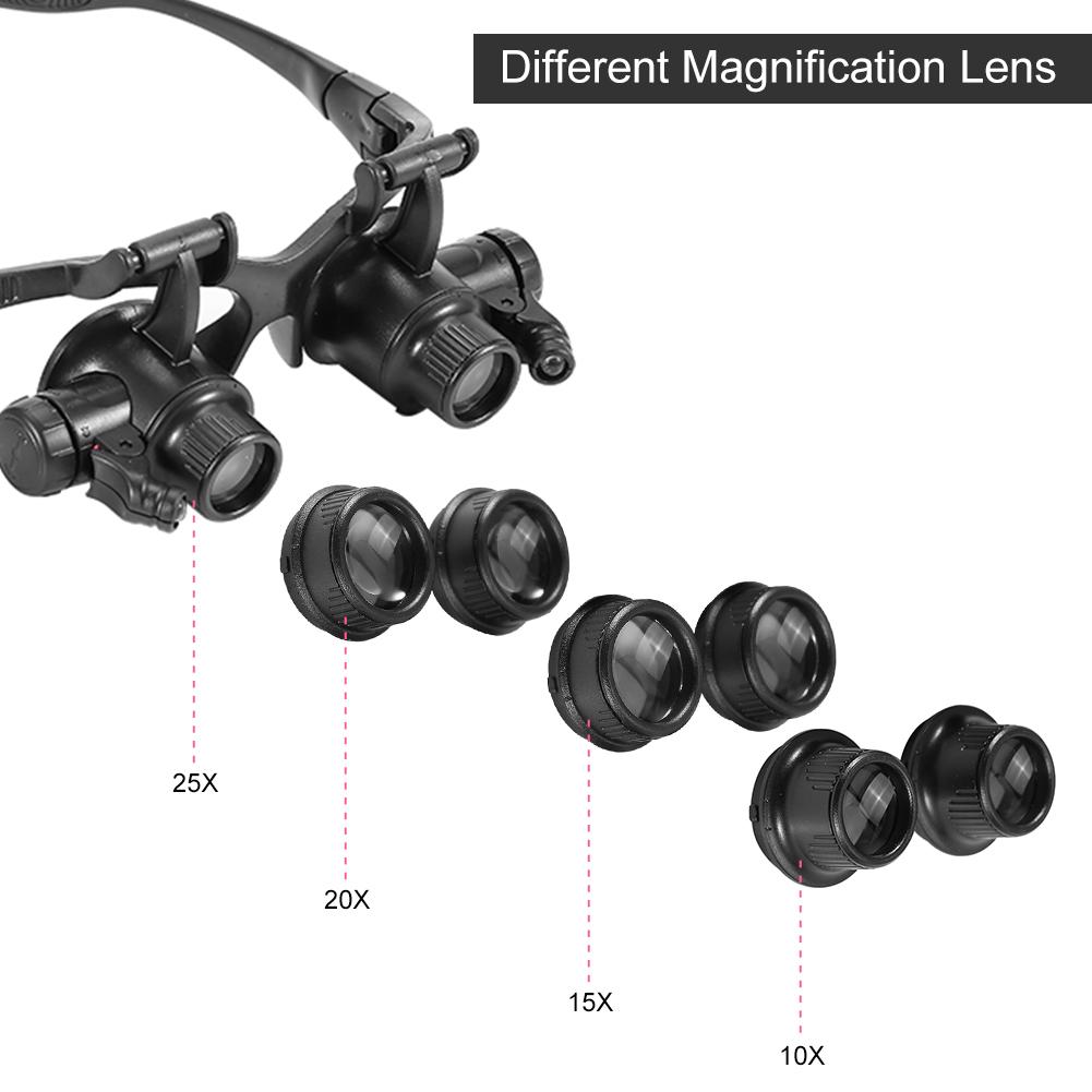 New Head Wearing Magnifying Lens Double Eye Jewelry Watch Repair Magnifier Loupe Glasses