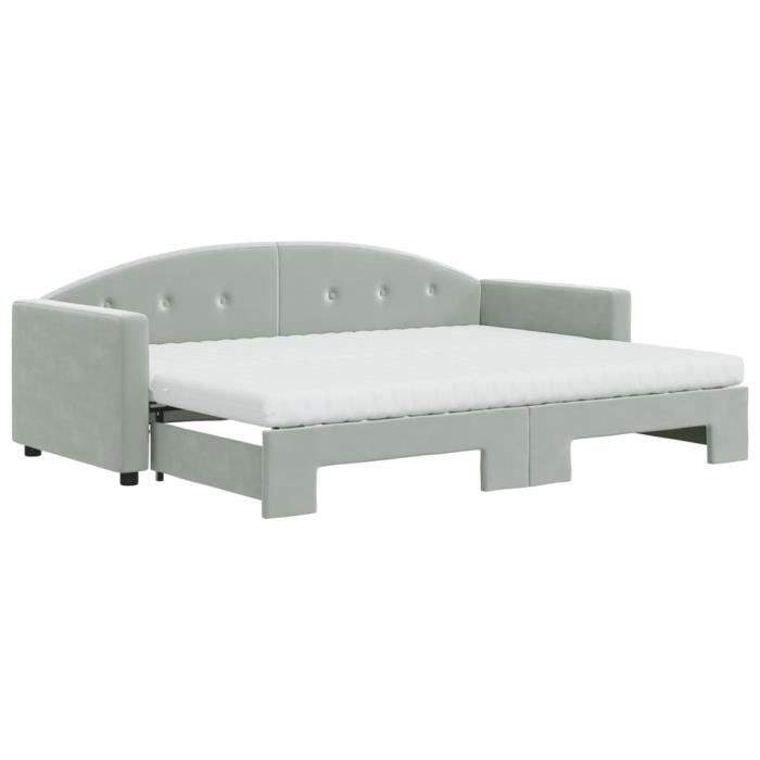 VidaXL Lit de jour avec gigogne et matelas gris clair 80x200cm velours 3197318