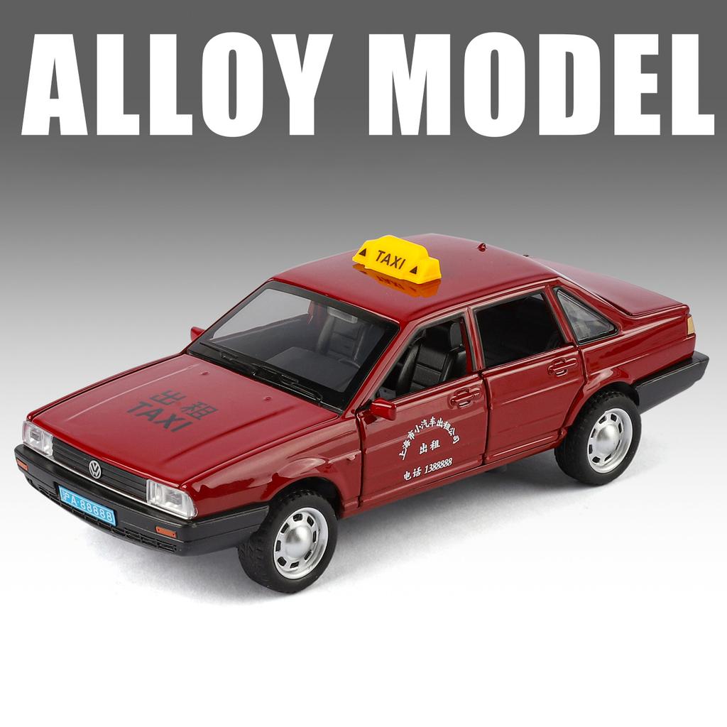 1/32 Volkswagen Santana Taxi Alloy Diecast Model Car Home Decoration Collectibles Miniature High Simulation Vehicle Holiday Gift