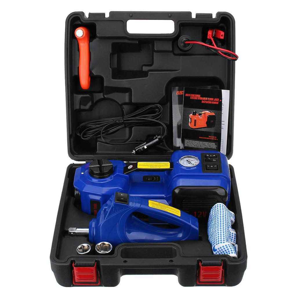180W 3 IN 1 Electric Hydraulic Floor Car Jack Tire Inflator Pump LED Light 480N.M Electric Impact Wrench Car Repair Tool
