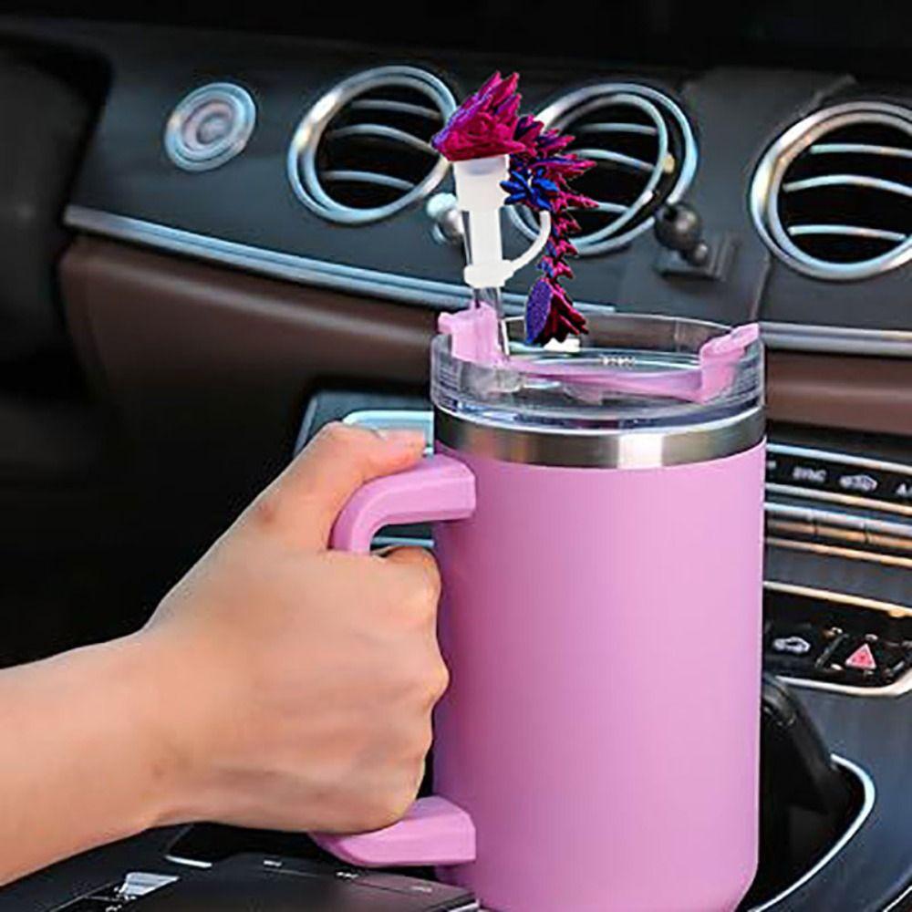 2Pcs Laser Gradient Color Dragon Straw Cover Silicone Straw Plug Straw Topper  Boys Gift