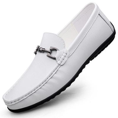 Men's Genuine Leather Cross-Strap Moccasins - Soft Sole Large Casual Flats