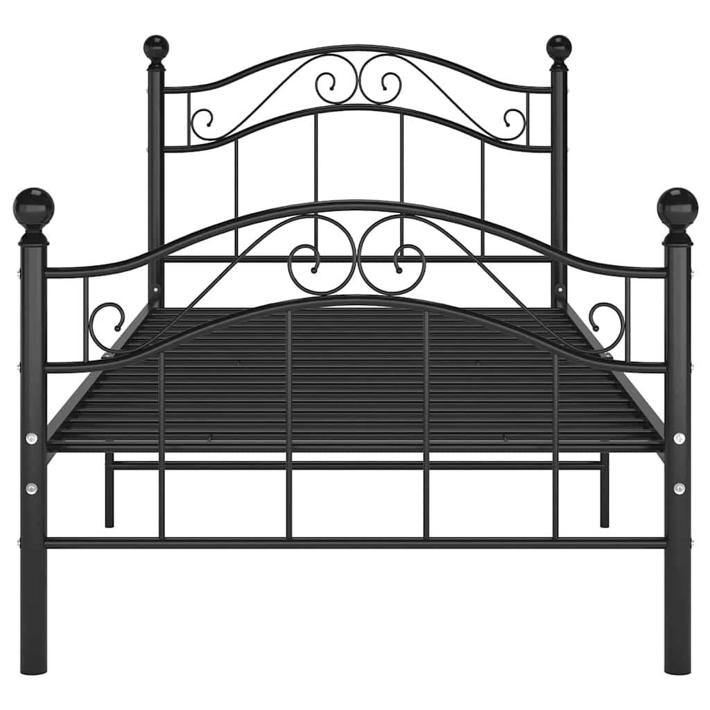 Single Bed Black Metal 90x200 cm