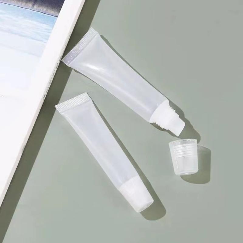 Clear Plastic Refillable Lip Balm Tubes Angled Nozzle for Precise Application Small Cosmetic Containers Empty Bottle