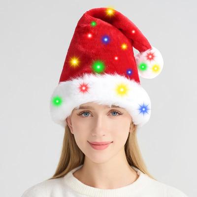 LED Light Plush Christmas Hat for Adults & Children - Festive Party Dress-Up Decoration