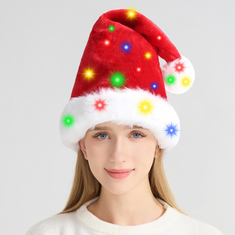 LED Světlo Plyšová Vánoční Čepice pro Dospělé a Děti - Slavnostní Párty Kostým Dekorace