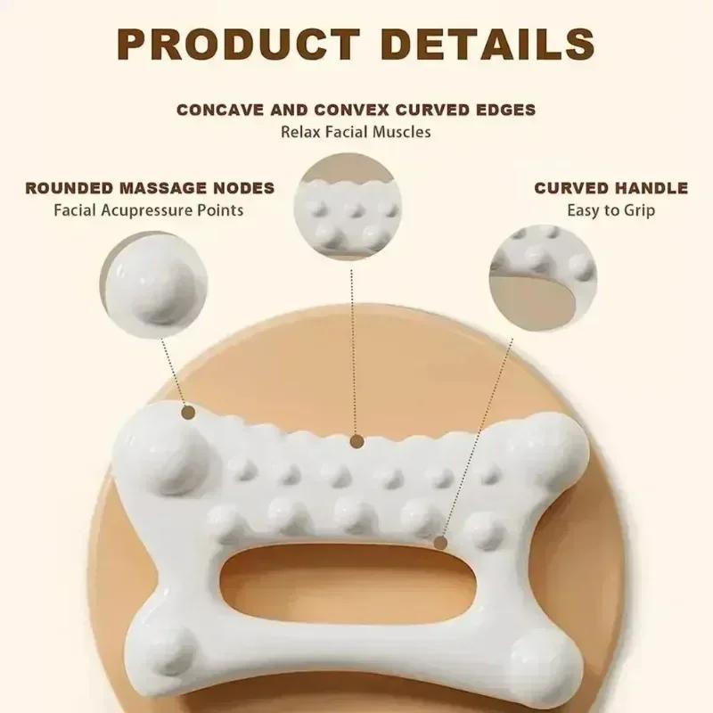 Weißes Keramik Schabebrett Gesichts-Guasha Handlich Ganzkörper Universaltyp Akupunkturpunkt-Massagegerät Lymphdrainage Facelifting Hautpflege