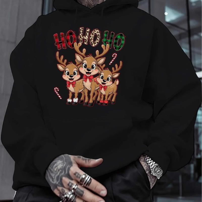 Christmas Reindeer Trio Men's Sweatshirt Hoodie   Comfortable and Soft Fabrics Exquisite Gifts for Family and Friends