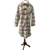 Independent Station Wishes Europe and The United States Autumn and Winter Long-sleeved Button Lapel Casual Plaid Long Woolen Coat