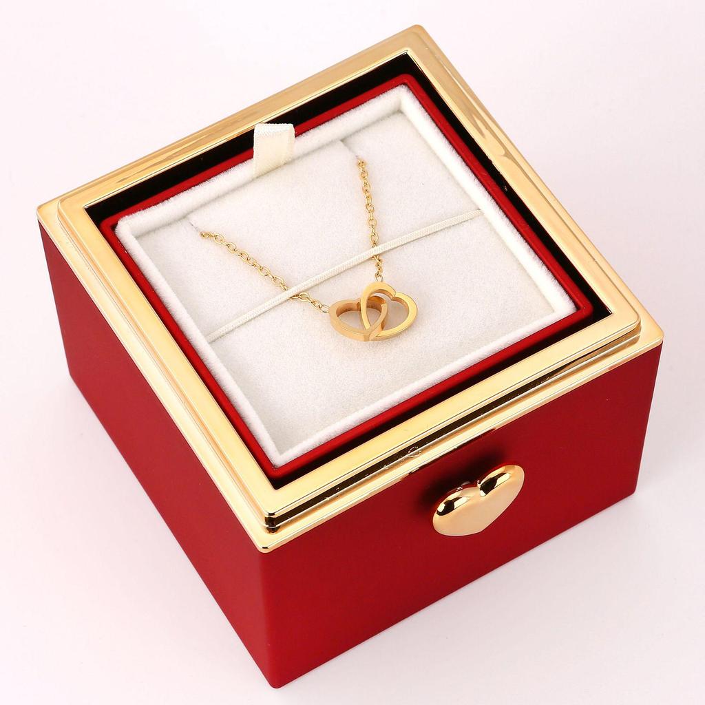 Valentine's Day Rotating Jewelry Box: Surprise Teddy Bear Cake with Rose and Instant Change Ring Holder