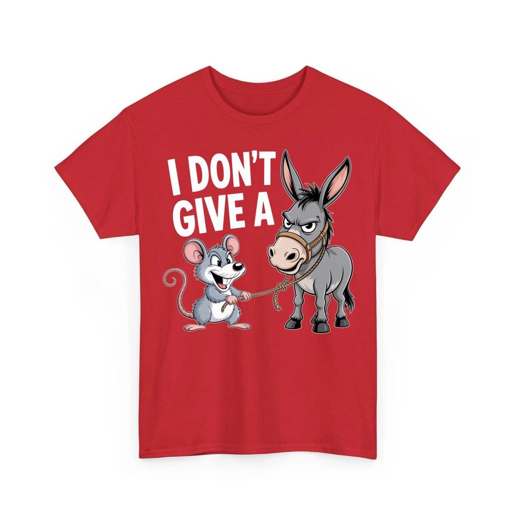 Funny Unisexs T Shirt Unisex Cotton Tee Spring Summer Humor Novelty Oversized Cotton I Dont Give A Rats Ass Mouse Donkey Funny Top