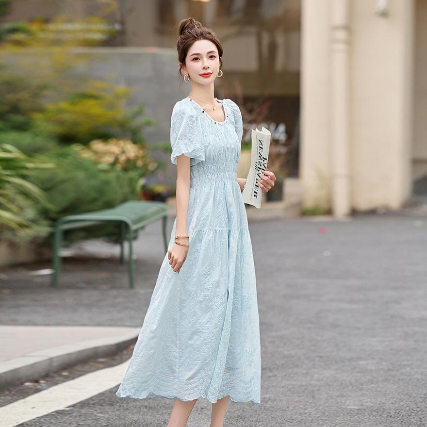 Bubble Sleeve Dress Women's Summer New Design Sense Sweet Temperament Waist Thin Skirt