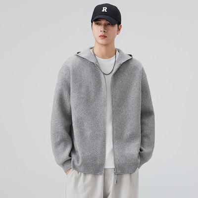 Herren Trendy Kapuzen-Reißverschluss Amerikanischer Cardigan Pullover, Vielseitiger Strick Drop Shoulder, 2025 Edition