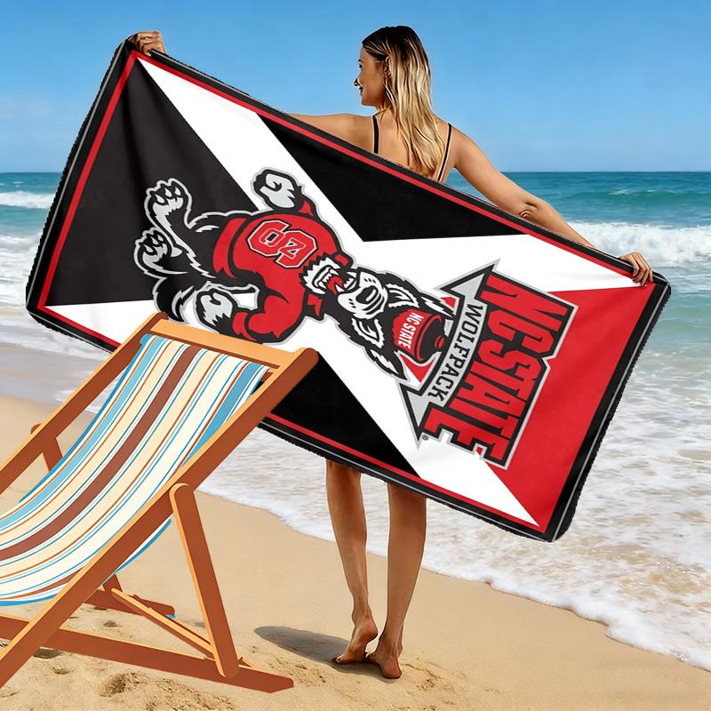 Serviette de plage Wolfpack de l'État de Caroline du Nord, Grande Serviette Douce à Séchage Rapide pour Plage Camping Natation