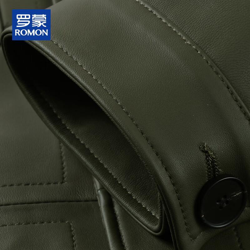 ROMON Men's Genuine Sheepskin Four-Pocket Leather Jacket