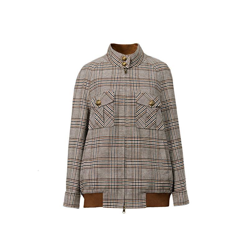 

Blacknini Yin Waffle Miu Landa Italy Import Yarn-Dyed Jacquard Plaid Wool Jacket Outwear Brown Plaid Outwear XS