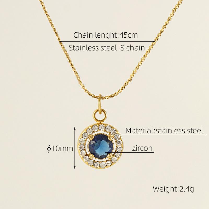 European American Ins Style Double-layer Zircon Titanium Steel Luxury Square Pendant Light Sporty Unisex 18K Gold Necklace