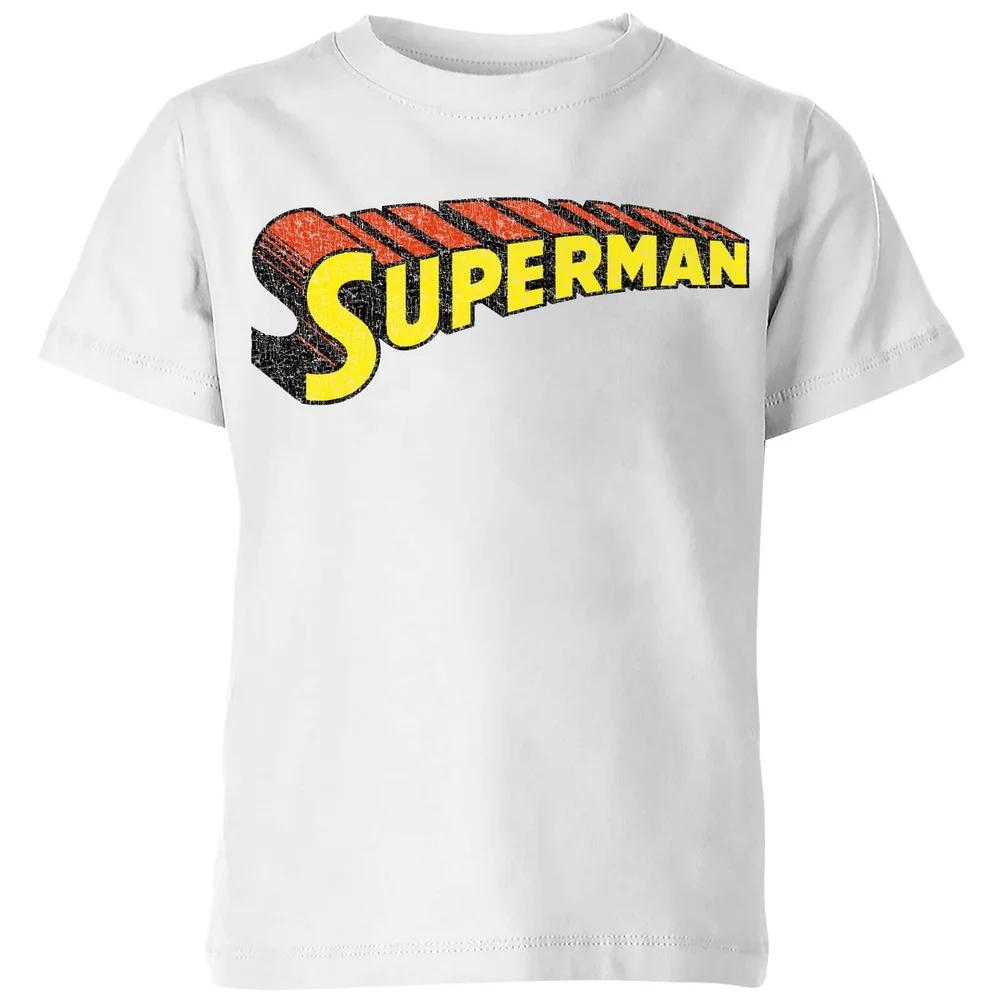 DC Superman Telescopic Crackle Logo Kids T-Shirt - White - 3-4 Years 120