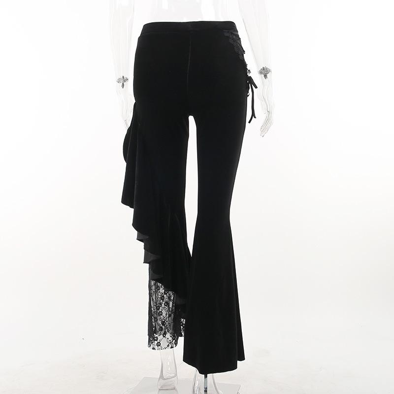 Women's Pants Wide Leg Gothic Sweatpants Punk Korean Style Black Elastic High Waist Trousers Joggers Harajuku Yoga Pant