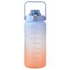 Large Capacity 2L Straw Water Bottle with Lid Reusable Plastic Portable Time Marker Leakproof Sports Cups Drinkware Tumbler