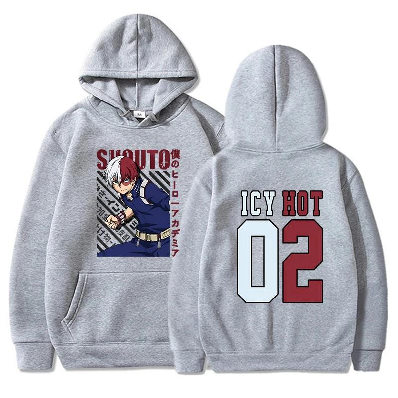 Japanese Animation Todoroki Shoto Print Fashion Sweatshirt Casual Unisex Autumn Winter Fleece Streetwear Tops Sudaderas