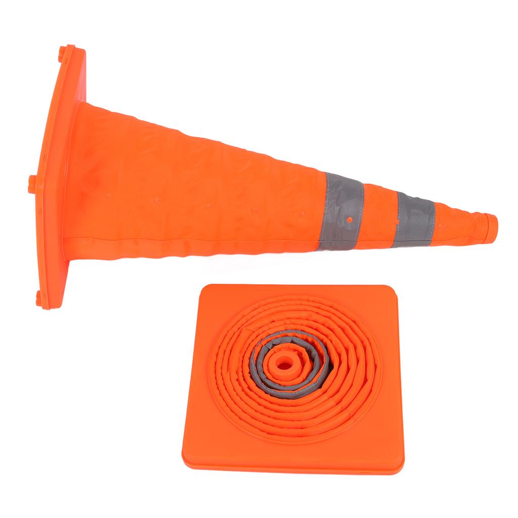 2PCS 70CM Folding Traffic Cones with Reflective Collar Orange Security Road Cone for Parking Lot