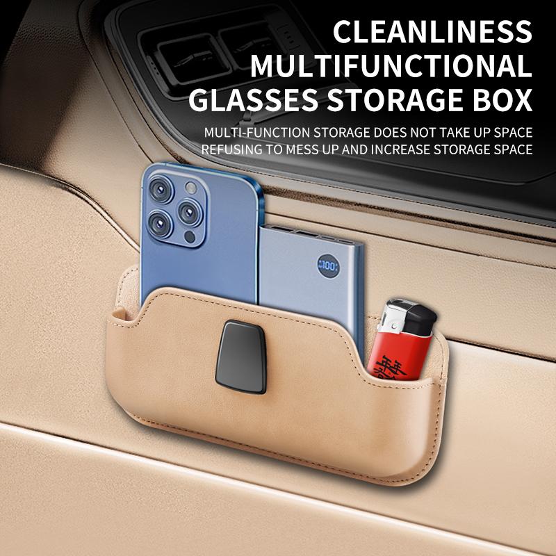 Car Glasses Case Auto Adhesive Type Sun Visor Suede Glasses Holder Sunglasses Clip Card Ticket Holder Universal Car Storage Box