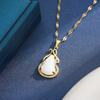 European and American Korean-Style Stone Gourd Pendant Necklace with Color-Preserving Clavicle Chain