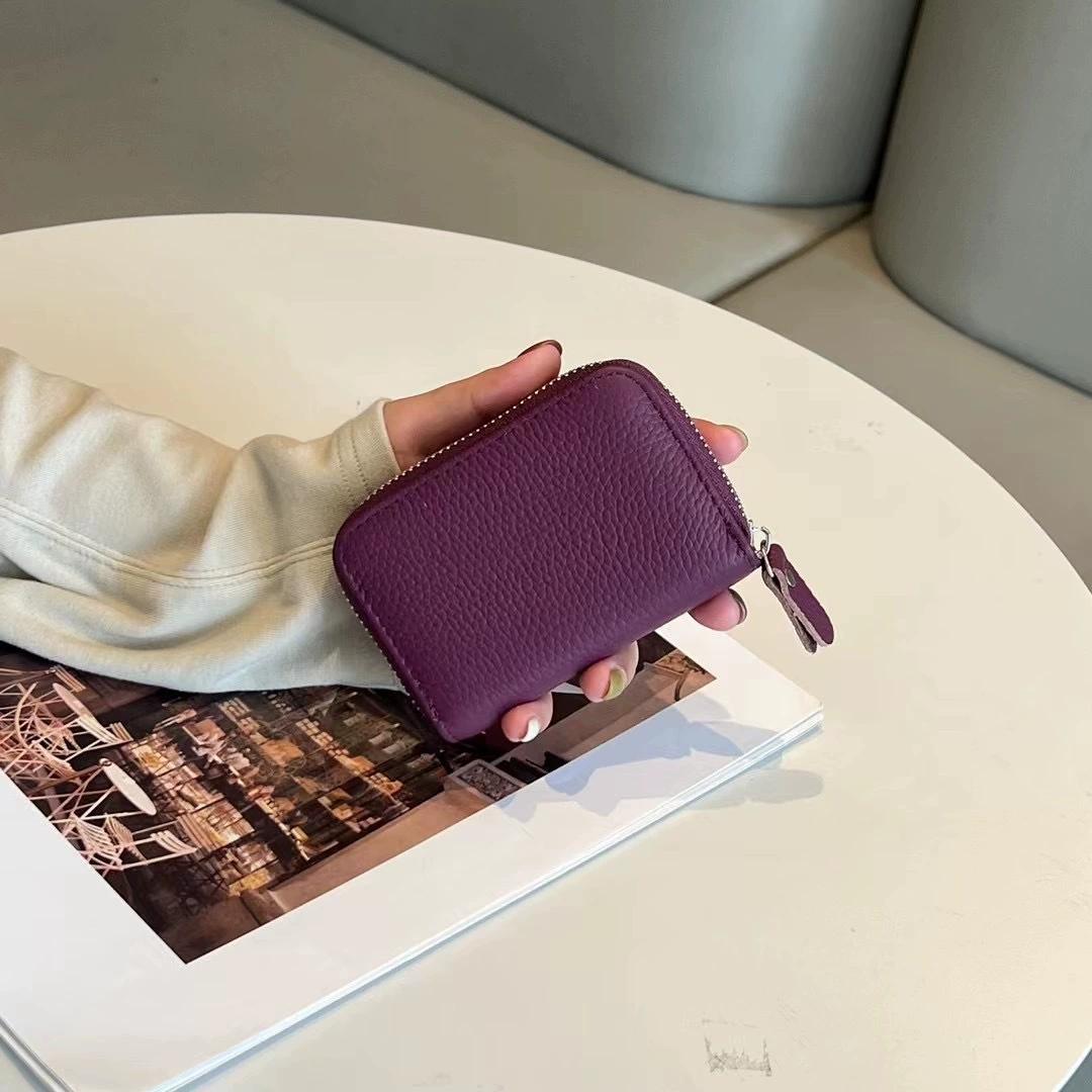 

Держатель для карт из натуральной кожи, первый слой коровьей кожи, кошельки для монет для женщин, натуральная кожа, органайзер для ID, кредитных, визитных карт, 11 слотов фиолетовый