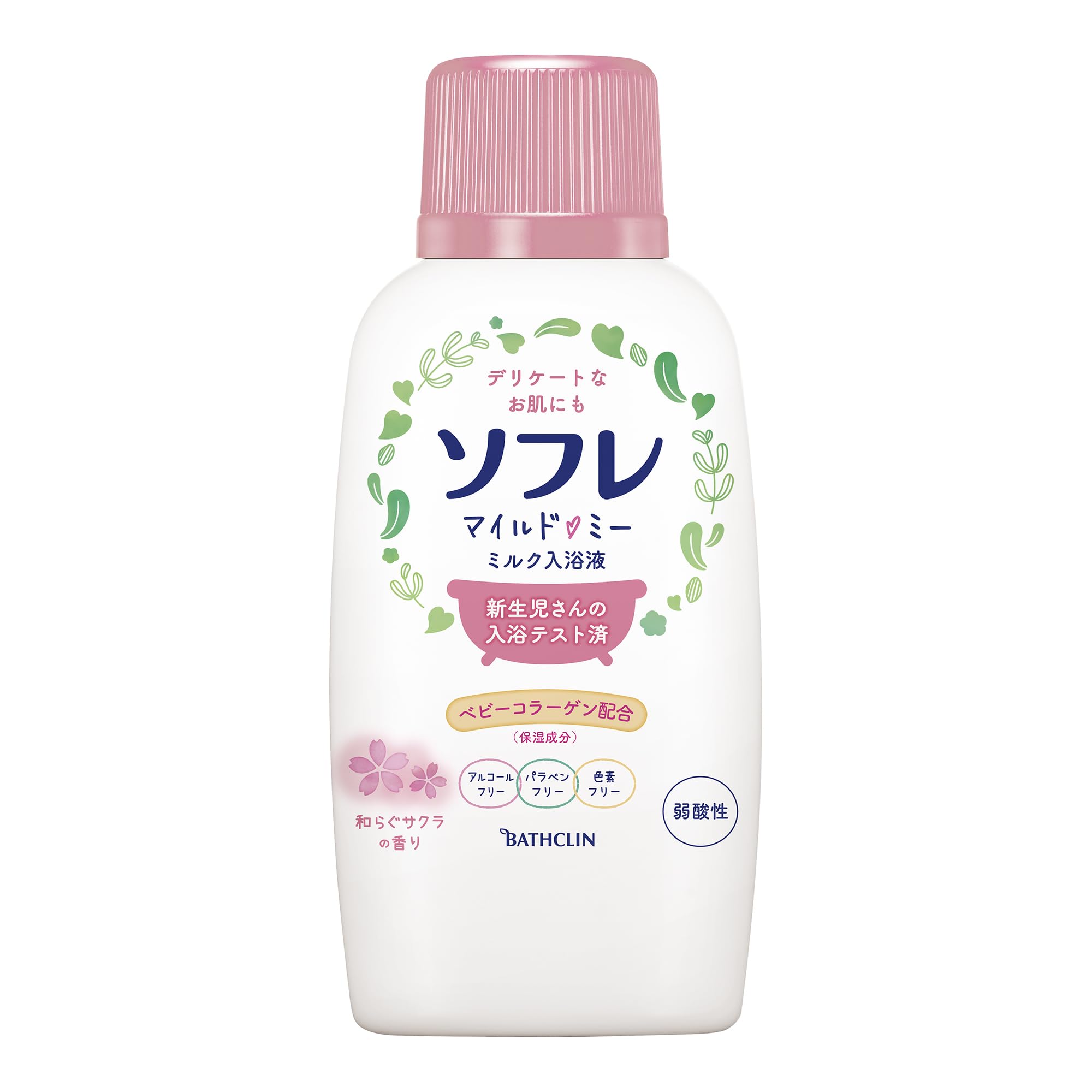 Sofre Mild Me Milk Bath Soothing Cherry Blossom Scent Bath Soothing Cherry Blossom Moisturizing Bath 720ml Liquid, (Main Unit) - Additive, Scent,