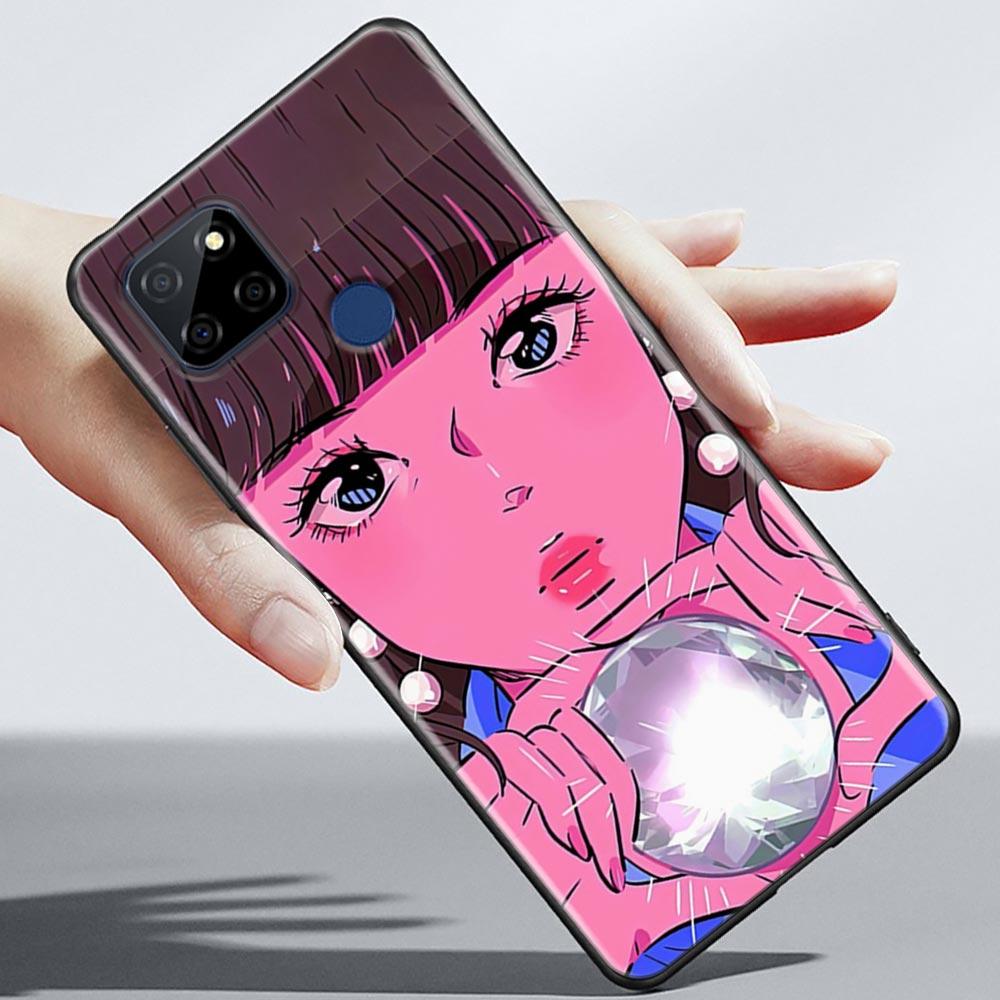 Super Cute Girl Anime Phone Case For OPPO Realme 5 6 7 7i 8 8i 9 9i V25 F9 F17 F19 5G 4G Pro Narzo Speed Black Soft Cover Fundas