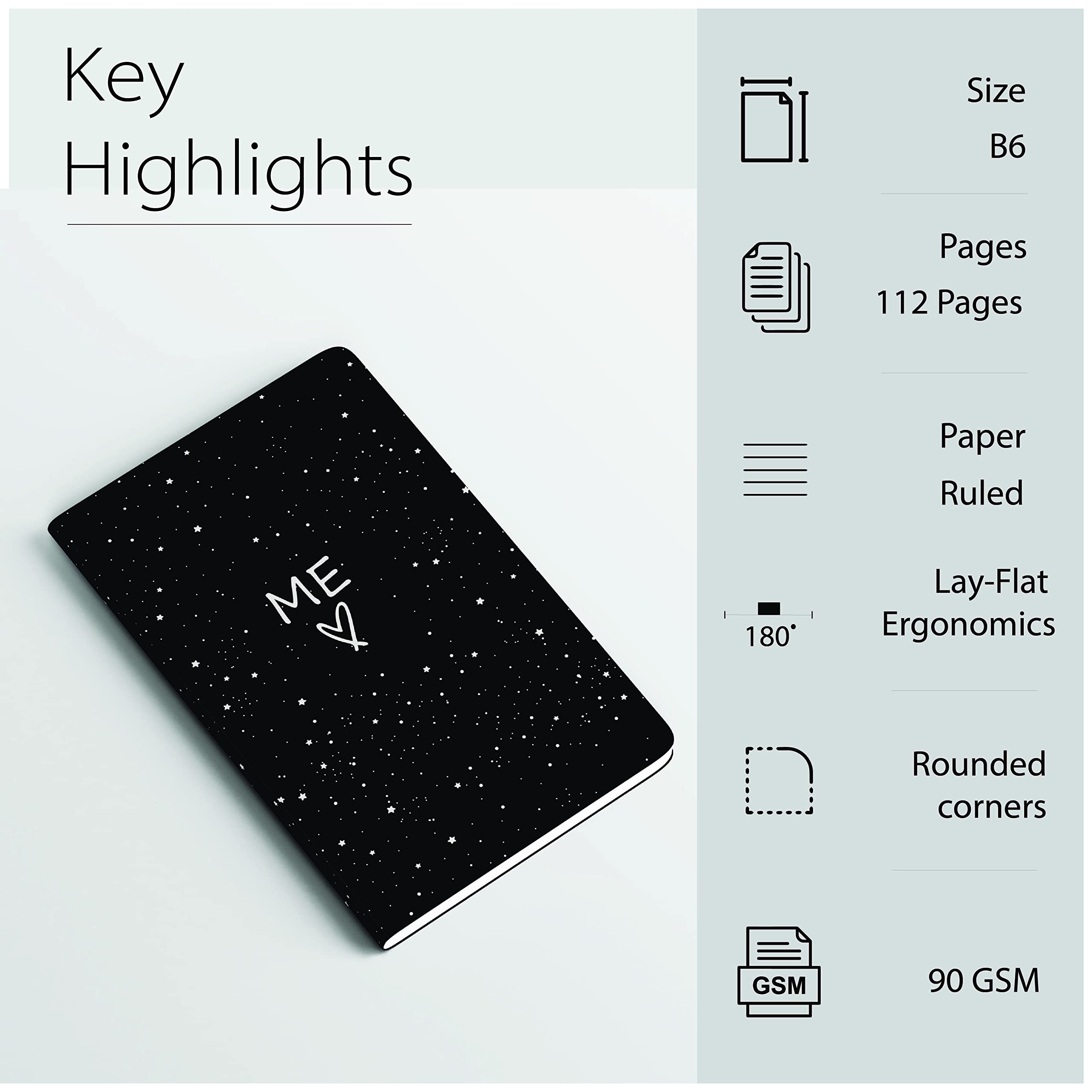 Factor Notes Notebook: 90 Gsm, B6, Ruled, 112 Pages Journal Diary (Me) Pack of 1