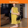 Summer Slimming Vintage Cotton Linen Dress With Round Neck For Casual And Travel Wear