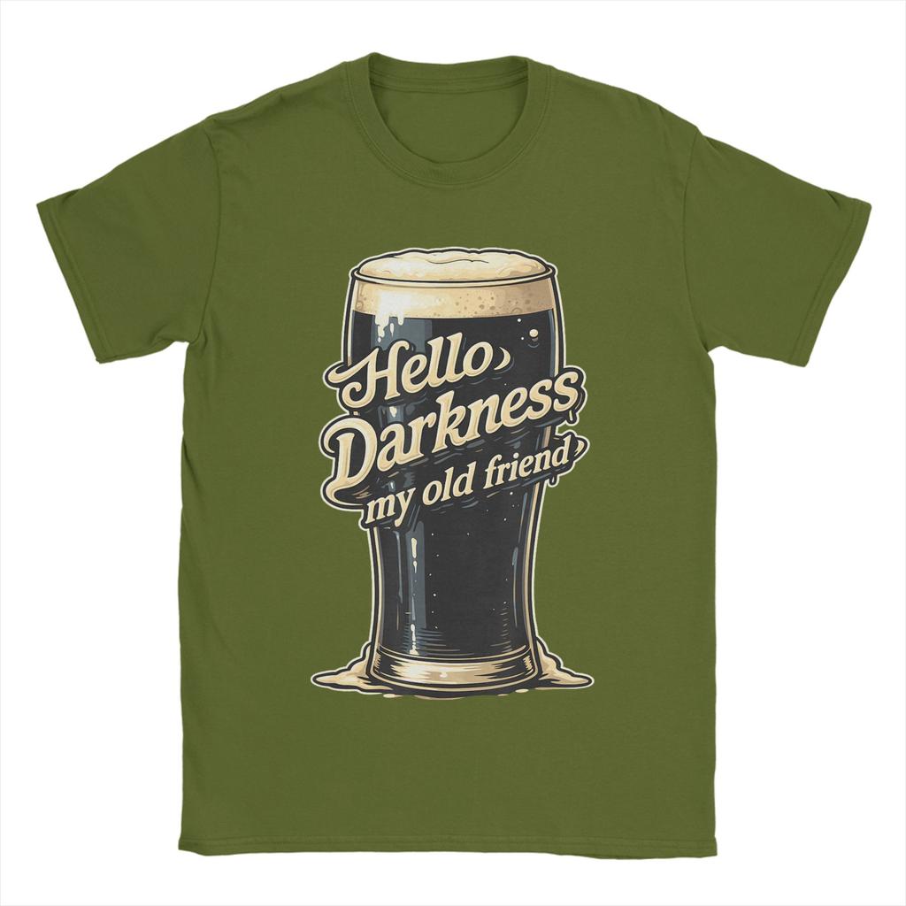 Men TShirt Hello Darkness My Old Friend Funny Drinking Quote Humorous  Cotton Tees Short Sleeve  T Shirts Summer Clothing