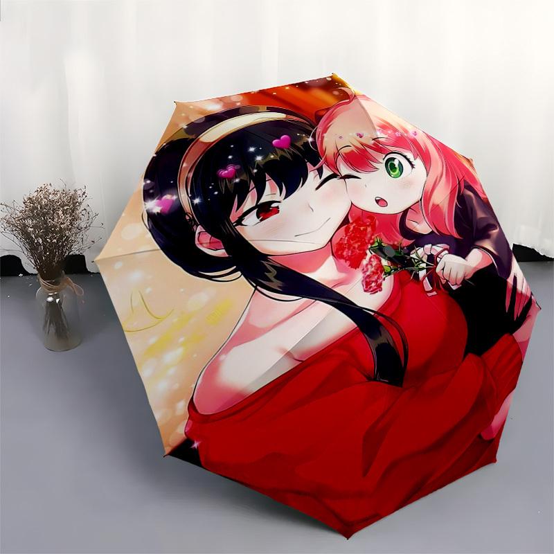 1pc Mother's Day Gift: Cute Anime Girl with Flowers Umbrella - Automatic Opening, Foldable Design, Iron Frame, Outdoor Use, Suitable for Fans, Travel,