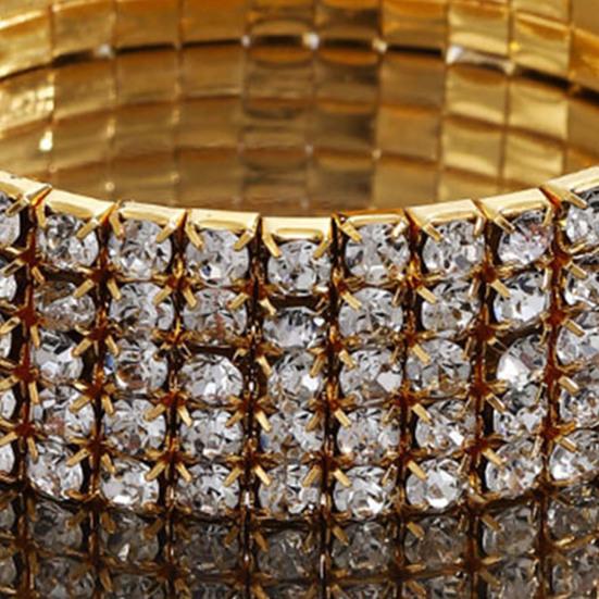 Women Bracelet Multi-row Sparkling Rhinestones Wristband Waterproof Nickel-Free Wristwear Minimalist Design Versatile Bracelet Jewelry Piece