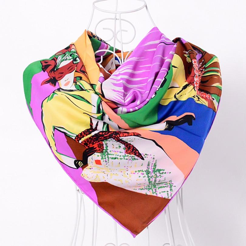 [BYSIFA]Autumn Winter Twill Large Square Pink Twill Scarves Headscarves 90*90cm Fashion Accessories Ladies Multi Head Scarf Cape