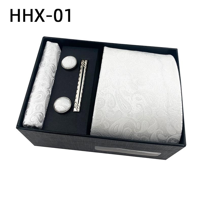 Paisley Men'S Tie Square Cuff Tie Clip Gift Box Set Business Casual Tie Black Gift Box