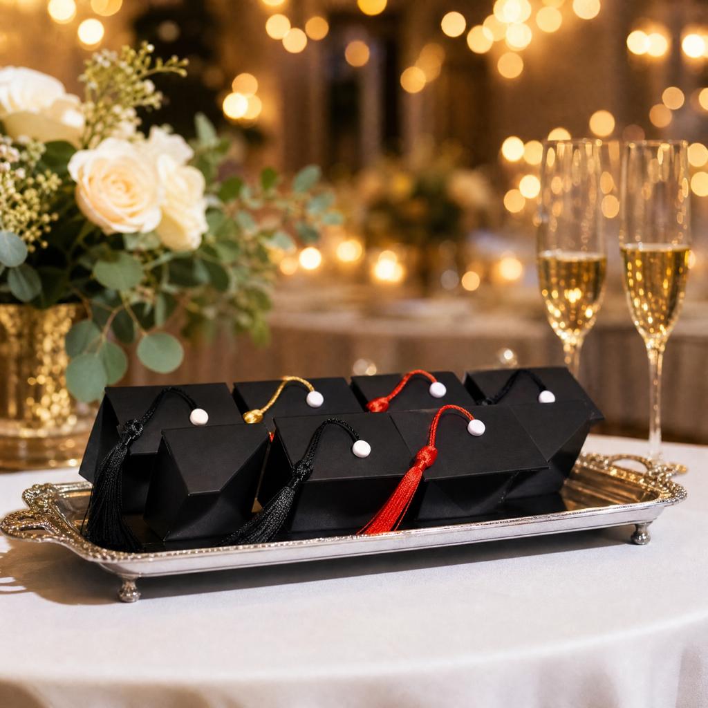 Black Graduation Candy Box with Tassel Party Box for Sweets and Gifts