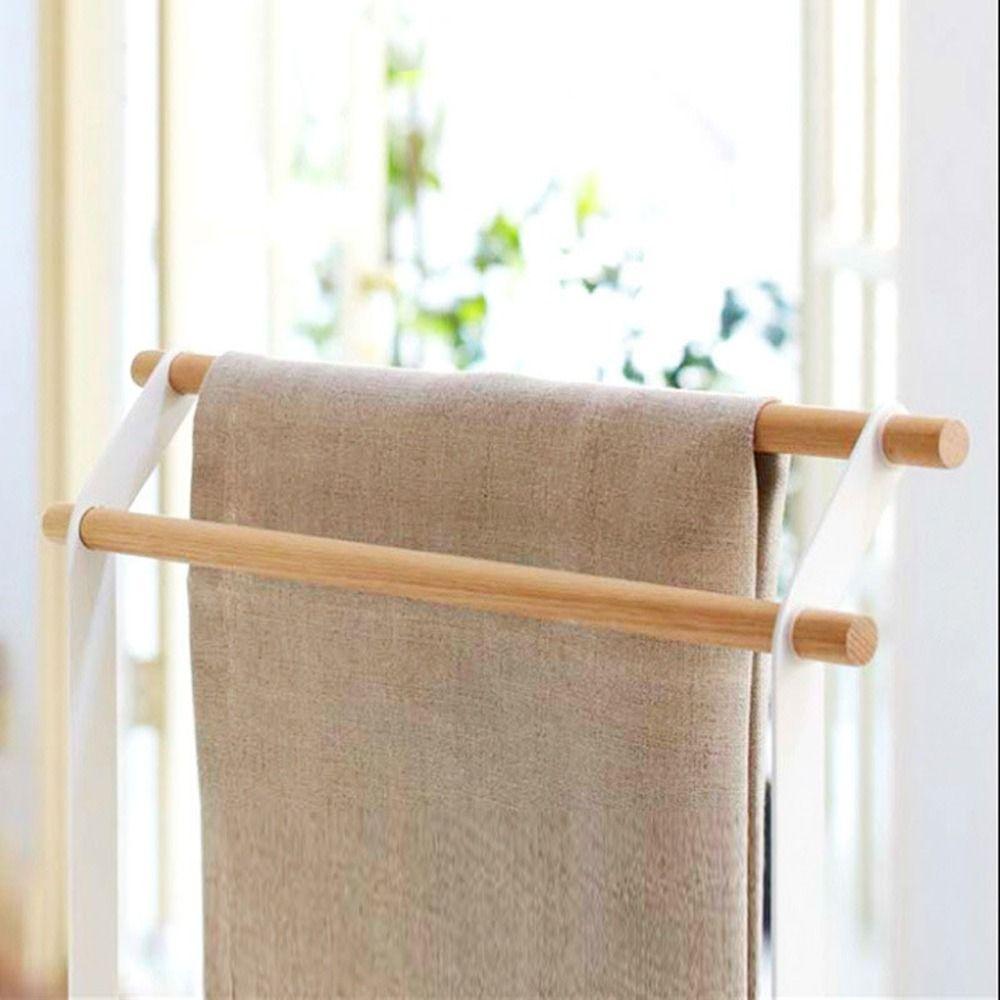 Double Bar Vertical Towel Holder Metal Towel Drying Rack Free Standing Towel Rack  Vanity