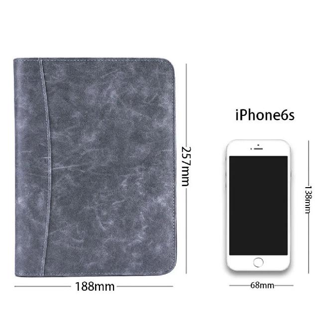 A5 Padfolio File Folder Document Bag with Calculator Zipper Fichario Binder Notebook Briefcase Executive Spiral 6 Ring Note Book